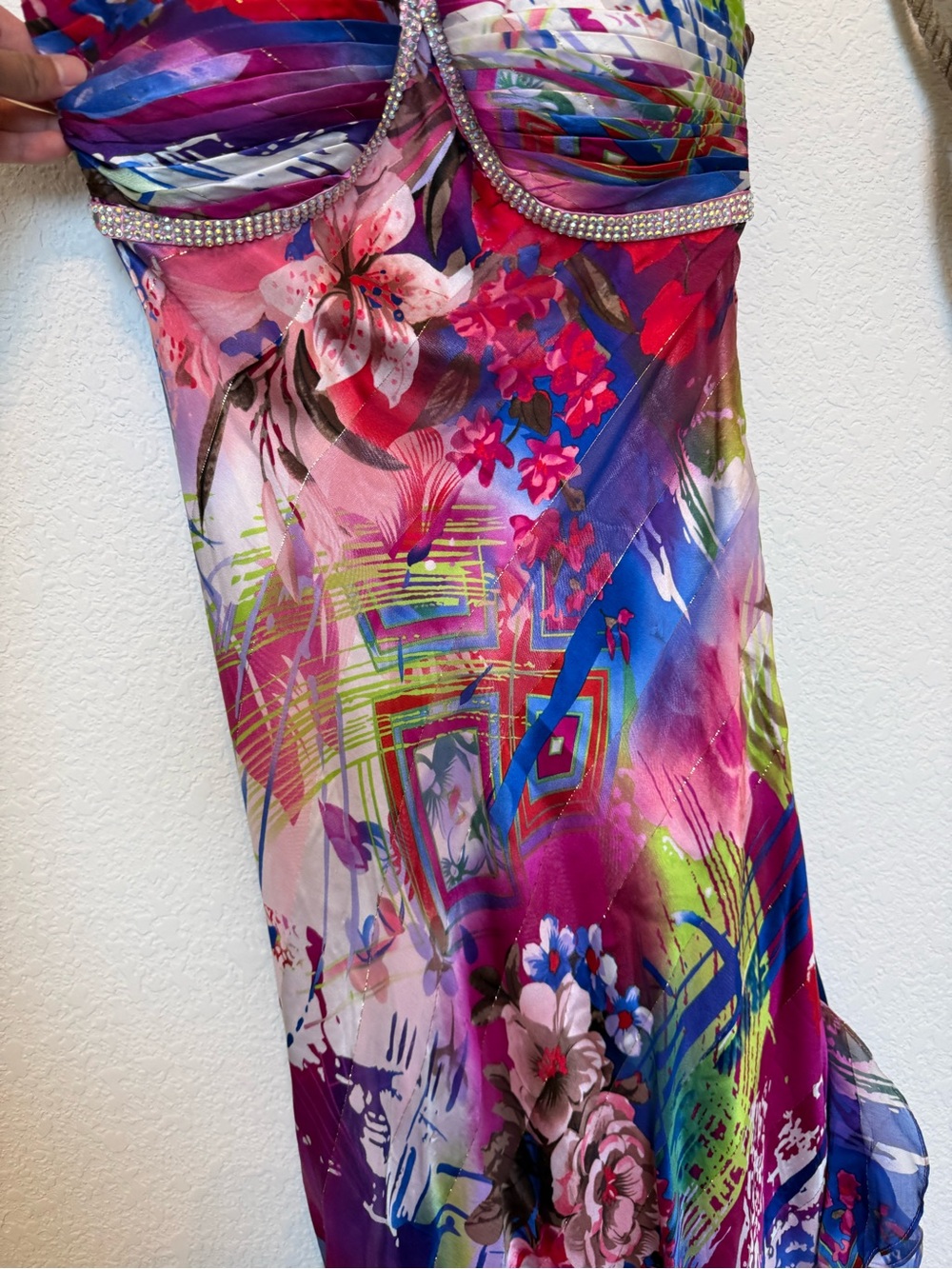 VINTAGE Y2K Caché 100% Silk Ruffle Floral Maxi Gown – Size 0 ✨✨✨ - Picture 8 of 13